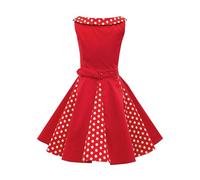BlackButterfly Robe Fille Alexia Col Bateau à Pois, Rouge, 11-12 Ans