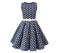 BlackButterfly Robe Fille Audrey à Pois, Bleu Nuit - Pois, 9-10 Ans