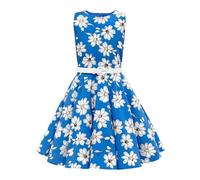 BlackButterfly Robe Fille Audrey à Pois, Floral Bleu Roi, 7-8 Ans