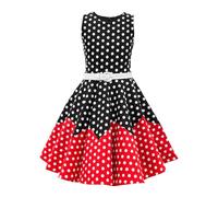 BlackButterfly Robe Fille Audrey à Pois, Noir - Rouge - Pois, 7-8 Ans