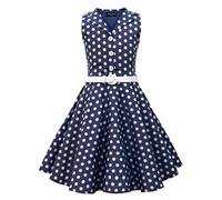 BlackButterfly Robe Fille Holly à Pois Cérémonie, Bleu Nuit, 11-12 Ans