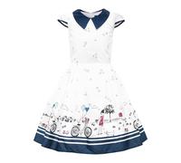BlackButterfly Robe Fille Olivia Col Claudine Imprimé, Blanc, 9-10 Ans