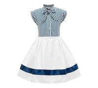 BlackButterfly Robe Fille Polly Rayures Marine Plissée, Bleu, 13-14 Ans