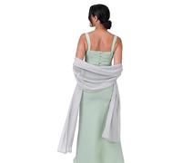 BlackButterfly Satin Soyeuse Mariée Mariage Sortie Soirée Chale Pashmina Portefeuille (Argent, 60CM X 240CM)