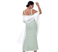 BlackButterfly Satin Soyeuse Mariée Mariage Sortie Soirée Chale Pashmina Portefeuille (Blanc, 60CM X 240CM)