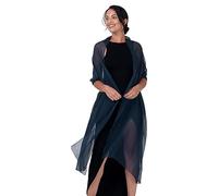 BlackButterfly Satin Soyeuse Mariée Mariage Sortie Soirée Chale Pashmina Portefeuille (Bleu nuit, 60CM X 240CM)