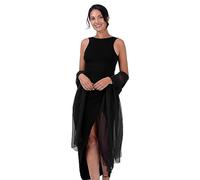BlackButterfly Satin Soyeuse Mariée Mariage Sortie Soirée Chale Pashmina Portefeuille (Noir, 60CM X 240CM)