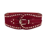 BlackButterfly Velours Bouton pirates Décoré Vintage Boucle Extensible/Élastique Serre-taille Réglable Taille Ceinture (Rouge vin, M)