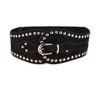 BlackButterfly Velours Bouton pirates Décoré Vintage Boucle Extensible/Élastique Serre-taille Réglable Taille Ceinture (Noir, S)