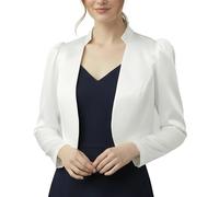 BlackButterfly Veste Boléro Satin Femme Manches Longues | Col montant structuré, Ouvert devant, À enfiler, Tête de manche froncée, Entièrement doublée, Tailles XS-5XL