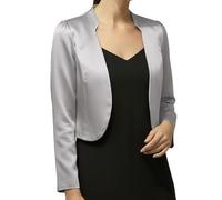 BlackButterfly Veste Boléro Satin Femme Manches Longues | Col montant structuré, Ouvert devant, À enfiler, Tête de manche froncée, Entièrement doublée, Tailles XS-5XL