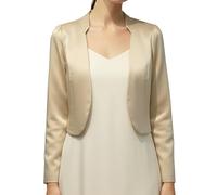 BlackButterfly Veste Boléro Satin Femme Manches Longues | Col montant structuré, Ouvert devant, À enfiler, Tête de manche froncée, Entièrement doublée, Tailles XS-5XL