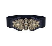 BlackButterfly Vintage Large Élastique Extensible Antique Boucle Ceinture (Bleu nuit, XL)