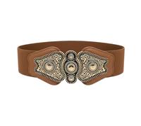 BlackButterfly Vintage Large Élastique Extensible Antique Boucle Ceinture (Marron, M)