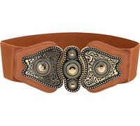 BlackButterfly Vintage Large Élastique Extensible Antique Boucle Ceinture (Marron, XXL)