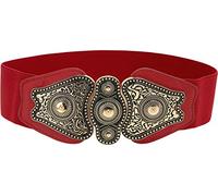 BlackButterfly Vintage Large Élastique Extensible Antique Boucle Ceinture (Rouge, XXL)