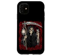 Blackcraft Vintage Death the Grim Reaper Moth Tarot Card Coque pour iPhone 11