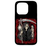 Blackcraft Vintage Death the Grim Reaper Moth Tarot Card Coque pour iPhone 15 Pro