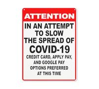 BLACKCUTTER Panneau de sécurité « Notice Danger Safety », « Attention In An Attempt To Slow The Spread Of Covid-19 », panneau de signalisation routière pour parking en métal, 20,3 x 30,5 cm, blanc 8