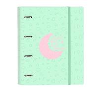 BLACKFIT8 MOON Classeur 4 anneaux de 35 cm avec 100 feuilles A4, idéal pour enfants de différents âges, confortable et polyvalent, qualité et résistance, 27 x 3,5 x 32 cm, couleur verte, vert,