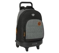BLACKFIT8 Old School - Grand Sac à Dos à roulettes, Compact, Amovible, idéal pour Les Enfants de différents âges, Confortable et Polyvalent, qualité et résistance, 33 x 22 x 45 cm, Noir/Gris, M,