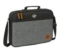 BLACKFIT8 OLD SCHOOL - Portefeuille extrascolaire, tissu recyclable, porte-tout, bandoulière, confortable et polyvalent, qualité et résistance, 38 x 6 x 28 cm, Noir/Gris, M, Décontracté