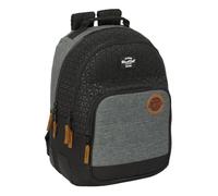 BLACKFIT8 OLD SCHOOL - Sac à dos double adaptable chariot, tissu recyclable, idéal pour les enfants de différents âges, confortable et polyvalent, qualité et résistance, 32 x 15 x 42 cm, Noir/Gris,