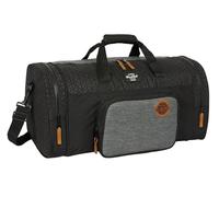 BLACKFIT8 Old School Sac de Sport pour Enfant, idéal pour Les Enfants de différents âges, Confortable et Polyvalent, qualité et résistance, 55 x 27 x 26 cm, Noir/Gris, M, Décontracté