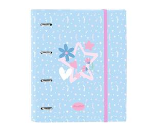 BLACKFIT8 SMILE Classeur 4 anneaux de 35 cm avec 100 feuilles A4, idéal pour enfants de différents âges, confortable et polyvalent, qualité et résistance, 27 x 3,5 x 32 cm, Bleu clair/rose clair, M