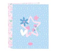 BLACKFIT8 SMILE - Classeur Folio 4 anneaux, idéal pour les enfants de différents âges, confortable et polyvalent, qualité et résistance, 27 x 6 x 33 cm, Bleu clair/rose clair, M, Décontracté