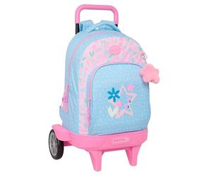 BLACKFIT8 SMILE - Grand sac à dos à roulettes, compact évolution, amovible, idéal pour les enfants de différents âges, confortable et polyvalent, qualité et résistance, 33 x 22 x 45 cm, Bleu clair