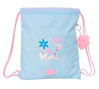 BLACKFIT8 SMILE - Grand sac à dos plat, idéal pour les enfants de différents âges, confortable et polyvalent, qualité et résistance, 35 x 40 cm, Bleu clair/rose clair, M, Décontracté