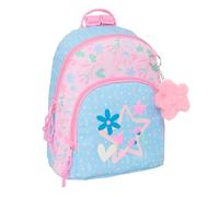 BLACKFIT8 SMILE - Mini sac à dos pour un usage quotidien, idéal pour les enfants de différents âges, confortable et polyvalent, qualité et résistance, 25 x 13 x 30 cm, Bleu clair/rose clair, M