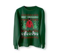 BlackMacaw CR7 Merry Chrisiuuumas Pull de Noël pour adulte Ronaldo Siu Portugal Coupe du monde de football, vert bouteille, M