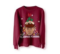 BlackMacaw Pull de Noël drôle Vladimir Poutine Pudding de Noël Pull Pull de Noël Pull de Noël Cadeau amusant Meme Pull dictateur Russie Meme [2XL, Marron]