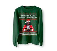 BlackMacaw Pull de Noël rappeur, pull de Noël moche, pull de Noël amusant, pull de Noël, Gangsta Wrapper, pull de vacances, vert bouteille, L