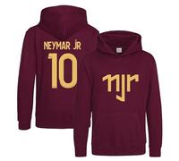 BlackMacaw Sweat à capuche Neymar Jr pour enfants, inspiré du football, sweat-shirt pour garçons et filles, 5-13 ans, numéro 10, 10#, bordeaux, 5-6 ans