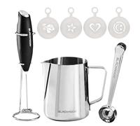 Blackmoor Barista 68489 Ensemble d'accessoires - Pichet à lait, mousseur à lait, cuillère à café avec clip pour sac et 4 pochoirs/Créer des lattes et cappuccinos de qualité café à la maison