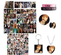 Blackpink Lisa Accessoire, Ensemble cadeau Lalisa, Coffret Cadeau Fans de Blackpink, Personal Lisa Rockstar Merchandise Coffret Cadeau, Carte Photo Sac à Cordon Bracelet Porte-Clés Autocollants