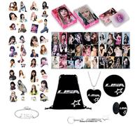 Blackpink Lisa Accessoire, Ensemble cadeau Lalisa, Coffret Cadeau Fans de Blackpink, Personal Lisa Rockstar Merchandise Coffret Cadeau, Carte Photo Sac à Cordon Bracelet Porte-Clés Autocollants