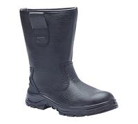 Blackrock Bottes de travail de sécurité S1-P SRC, hommes et femmes, embout en acier, cuir noir, bottes de travail, chaussures de sécurité, semelle intermédiaire de protection, jardinag