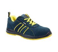 Blackrock Chaussures de sécurité à Embout en Acier Hudson, Hommes et Femmes, vêtements de Travail, antidérapantes, Baskets Larges, suédine, Bleu/Jaune, Chaussures de sécurité légère