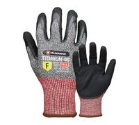 Blackrock Titanium-NS Gants de travail très résistants aux coupures Niveau F, revêtement en nitrile Dry Grip pour homme et femme, doublure de sécurité anti-coupure en acier et fibre de verre, couteau,