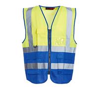 Blackrock Gilet haute visibilité jaune et bleu avec poches, pochette pour carte d'identité et porte-clés, gilets haute visibilité réfléchissants avec fermeture éclair sécurisée certifié E