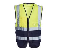 Blackrock Gilet haute visibilité jaune et bleu marine avec poches, pochette pour carte d'identité et porte-clés, gilets haute visibilité réfléchissants avec fermeture éclair sécurisée certifié E