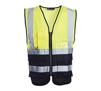 Blackrock Gilet haute visibilité jaune et noir avec poches, pochette pour carte d'identité et porte-clés, gilets haute visibilité réfléchissants avec fermeture éclair sécurisée certifiés E