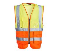 Blackrock Gilet haute visibilité jaune et orange avec poches, pochette pour carte d'identité et porte-clés, gilets haute visibilité réfléchissants avec fermeture éclair sécurisée certifiés E