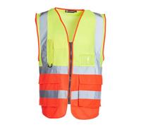 Blackrock Gilet haute visibilité jaune et rouge avec poches, pochette pour carte d'identité et porte-clés, gilets haute visibilité réfléchissants avec fermeture éclair sécurisée certifiés E