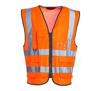 Blackrock Gilet haute visibilité orange avec poches, pochette pour carte d'identité et porte-clés, gilets haute visibilité réfléchissants pour hommes et femmes avec poches certifiés E
