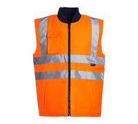 Blackrock Gilet sans manches haute visibilité orange/bleu marine Gilet matelassé réversible Hi-Vis, doublé d'un tissu matelassé, gilet chaud pour hommes et femmes gilet réfléchissant